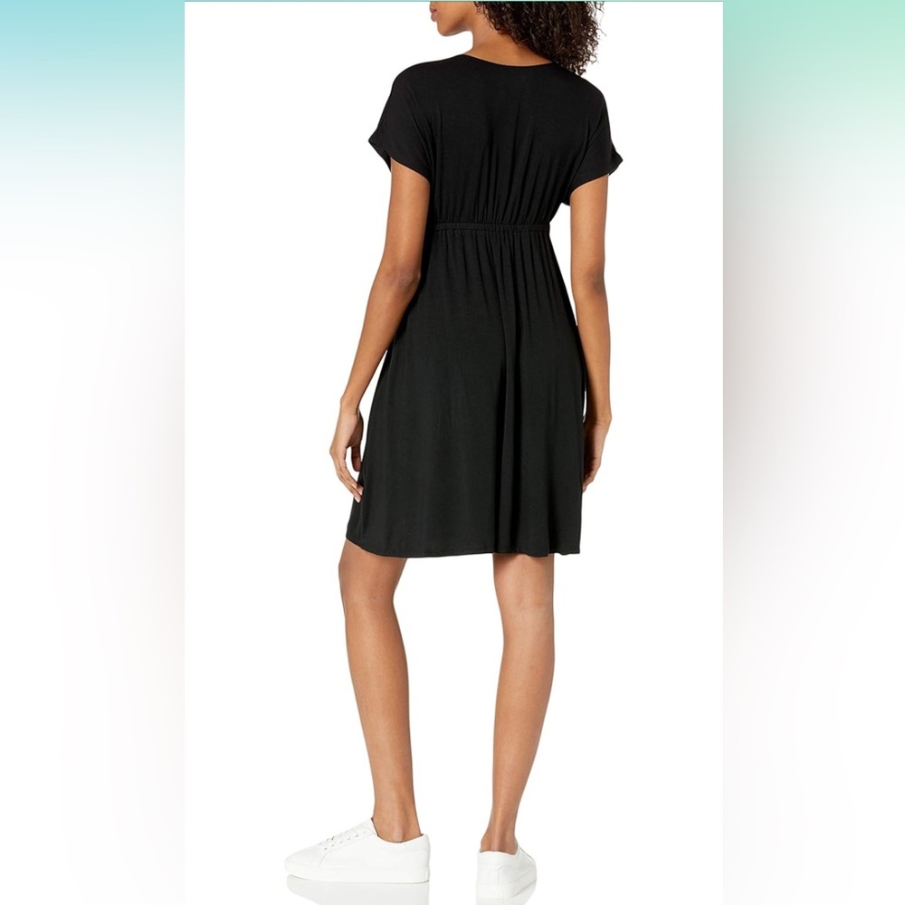 V-Neck Empire Waist Dress | Black - Picture 5 of 9